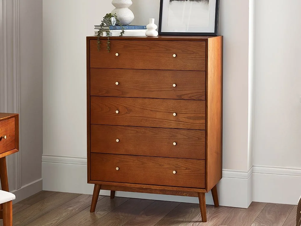 Julian Bowen Julian Bowen Lowry Cherry Ash 5 Drawer Chest of Drawers