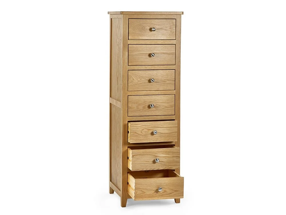 Julian Bowen Julian Bowen Mallory Oak 7 Drawer Tall Narrow Chest of Drawers