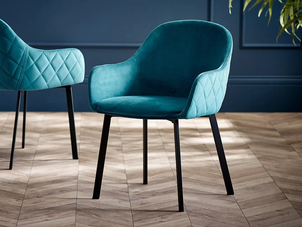 Julian Bowen Julian Bowen Lima Teal Velvet Dining Chair