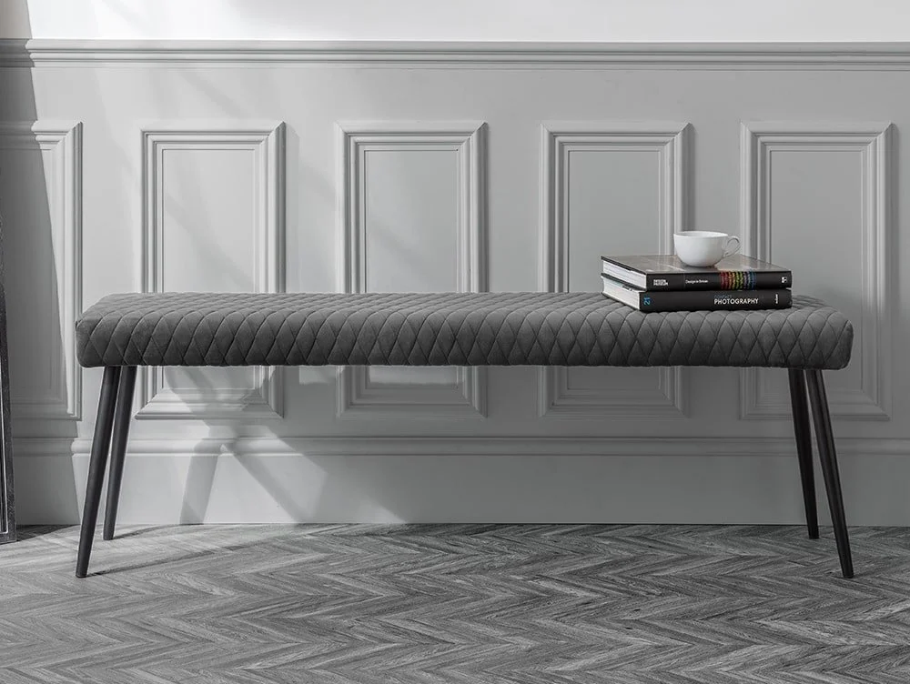 Julian Bowen Julian Bowen Luxe 140cm Grey Velvet Dining Bench