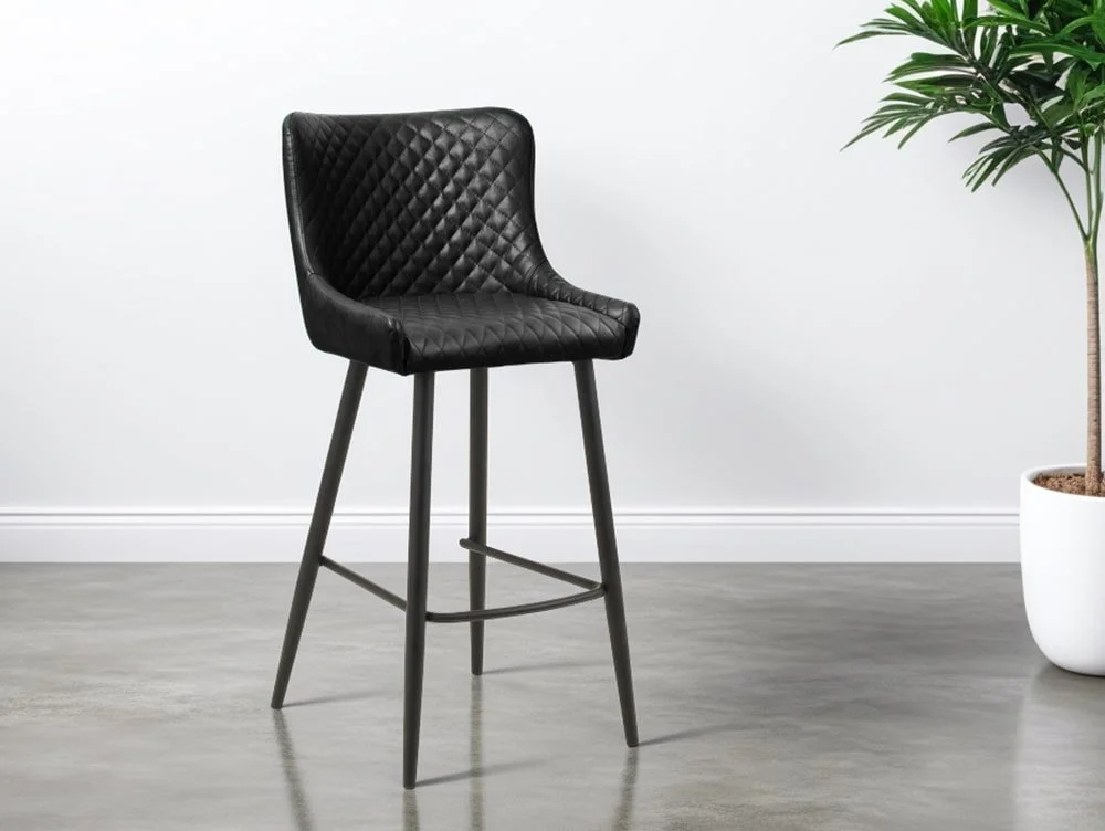 Julian Bowen Julian Bowen Luxe Black Faux Leather Bar Stool