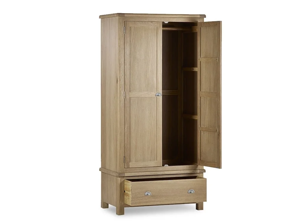 Julian Bowen Julian Bowen Memphis Limed Oak 2 Door 1 Drawer Wardrobe