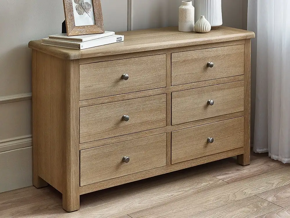 Julian Bowen Julian Bowen Memphis Limed Oak 3+3 Drawer Chest of Drawers