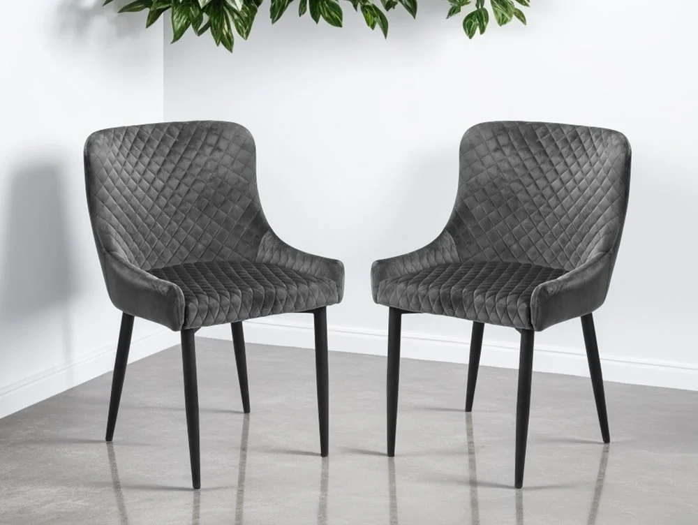 Julian Bowen Julian Bowen Luxe Set of 2 Grey Velvet Dining Chairs