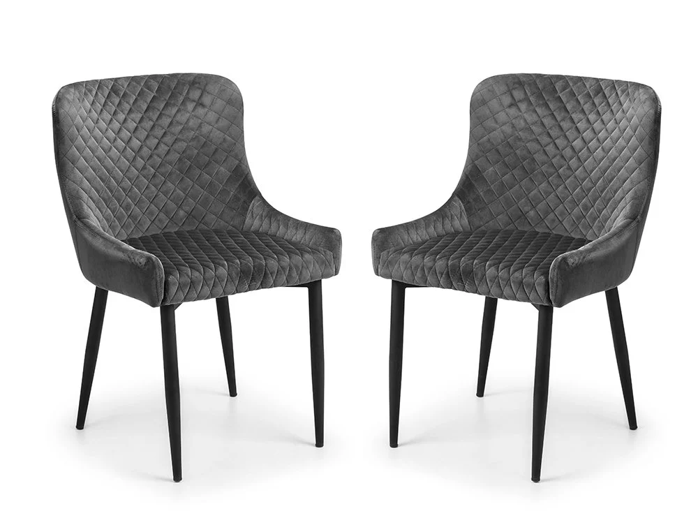 Julian Bowen Julian Bowen Luxe Set of 2 Grey Velvet Dining Chairs