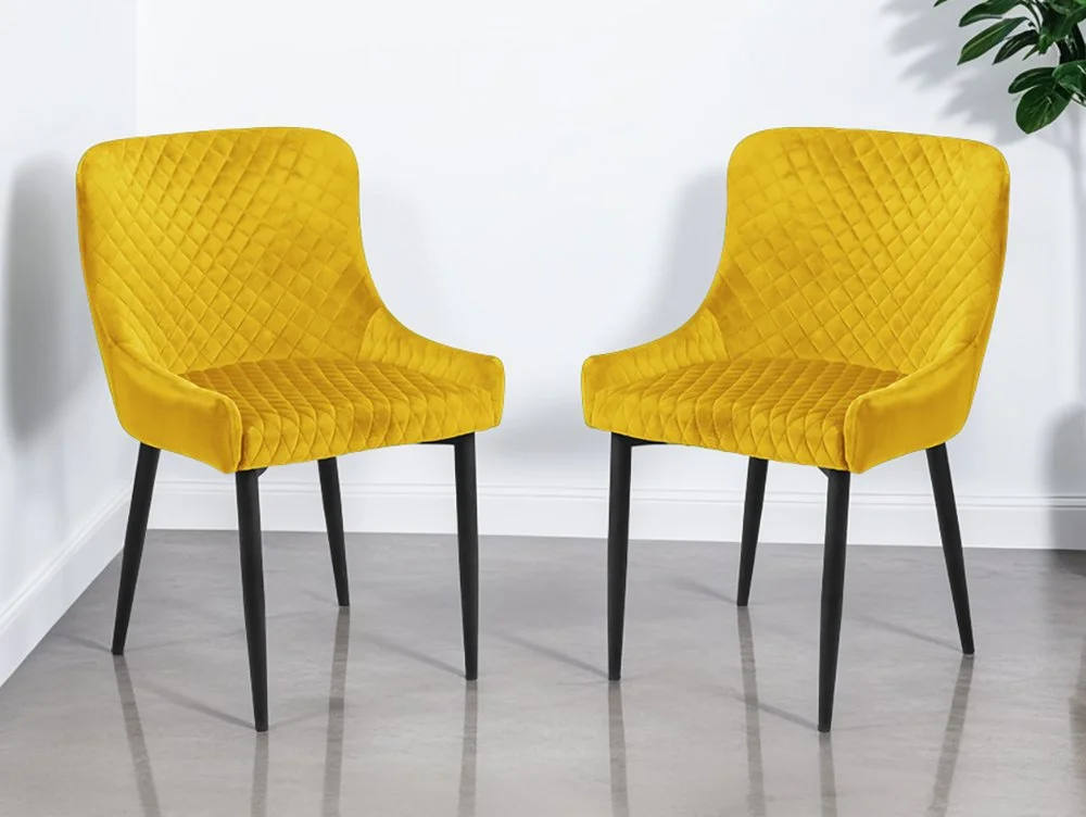 Julian Bowen Julian Bowen Luxe Set of 2 Mustard Velvet Dining Chairs