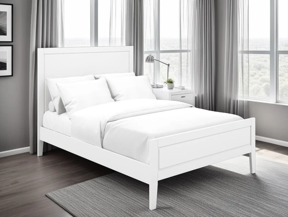 LPD LPD Bay 5ft King Size White Wooden Double Bed Frame