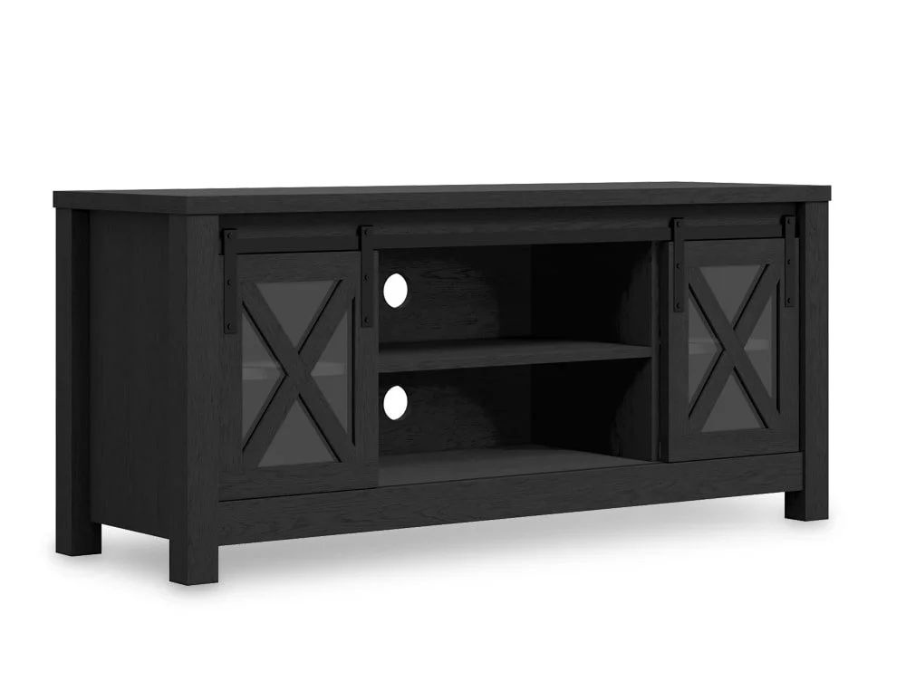 LPD LPD Clover Black and Glass 2 Door TV Cabinet