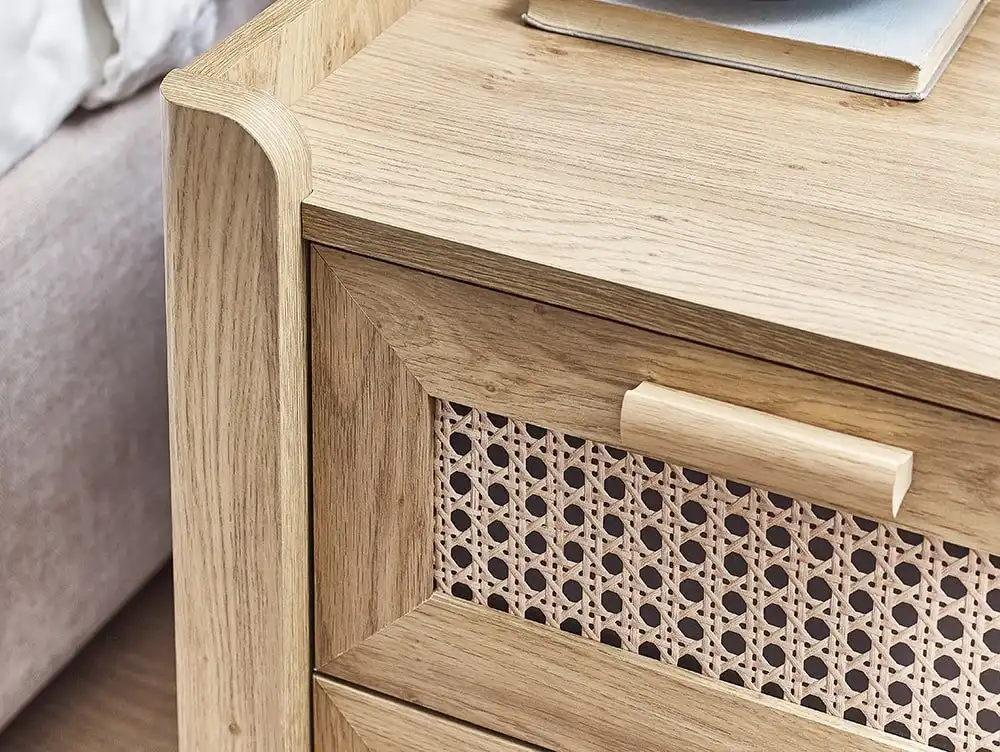 Julian Bowen Julian Bowen Sydney Oak and Rattan Effect 2 Drawer Bedside Table