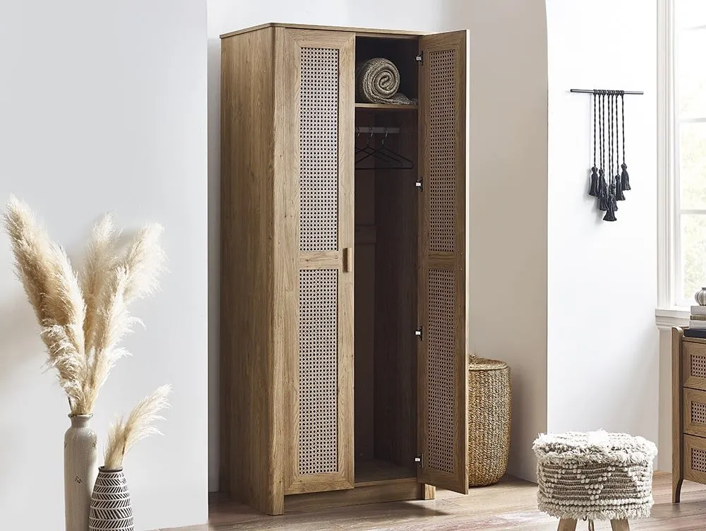 Julian Bowen Julian Bowen Sydney Oak and Rattan Effect 2 Door Wardrobe