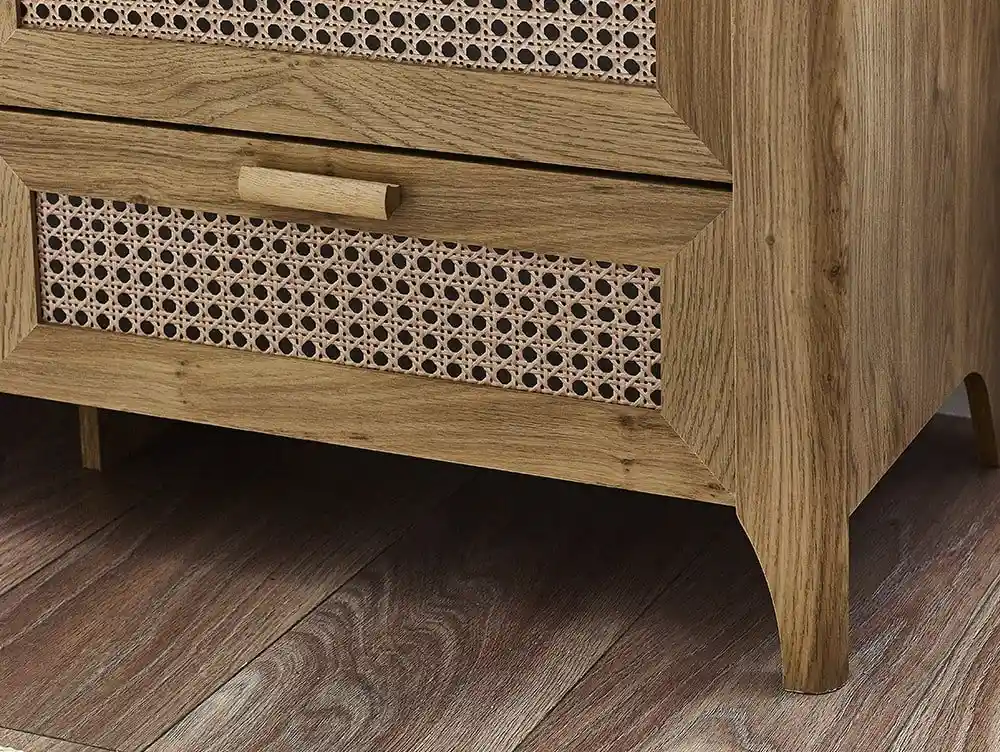 Julian Bowen Julian Bowen Sydney Oak and Rattan Effect 3+3 Drawer Chest of Drawers