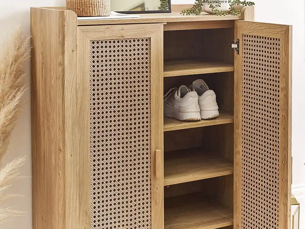 Julian Bowen Julian Bowen Sydney Oak and Rattan Effect 2 Door Shoe Cabinet