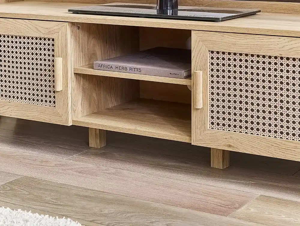 Julian Bowen Julian Bowen Sydney Oak and Rattan Effect 2 Door TV Cabinet