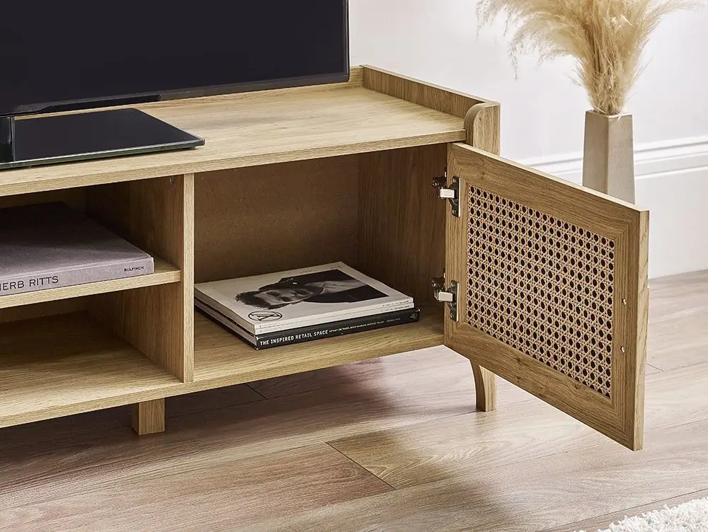 Julian Bowen Julian Bowen Sydney Oak and Rattan Effect 2 Door TV Cabinet