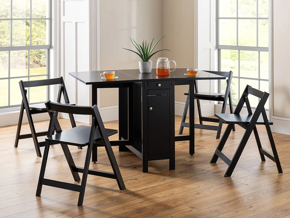 Julian Bowen Julian Bowen Savoy Black Foldaway Dining Table and 4 Chair Set