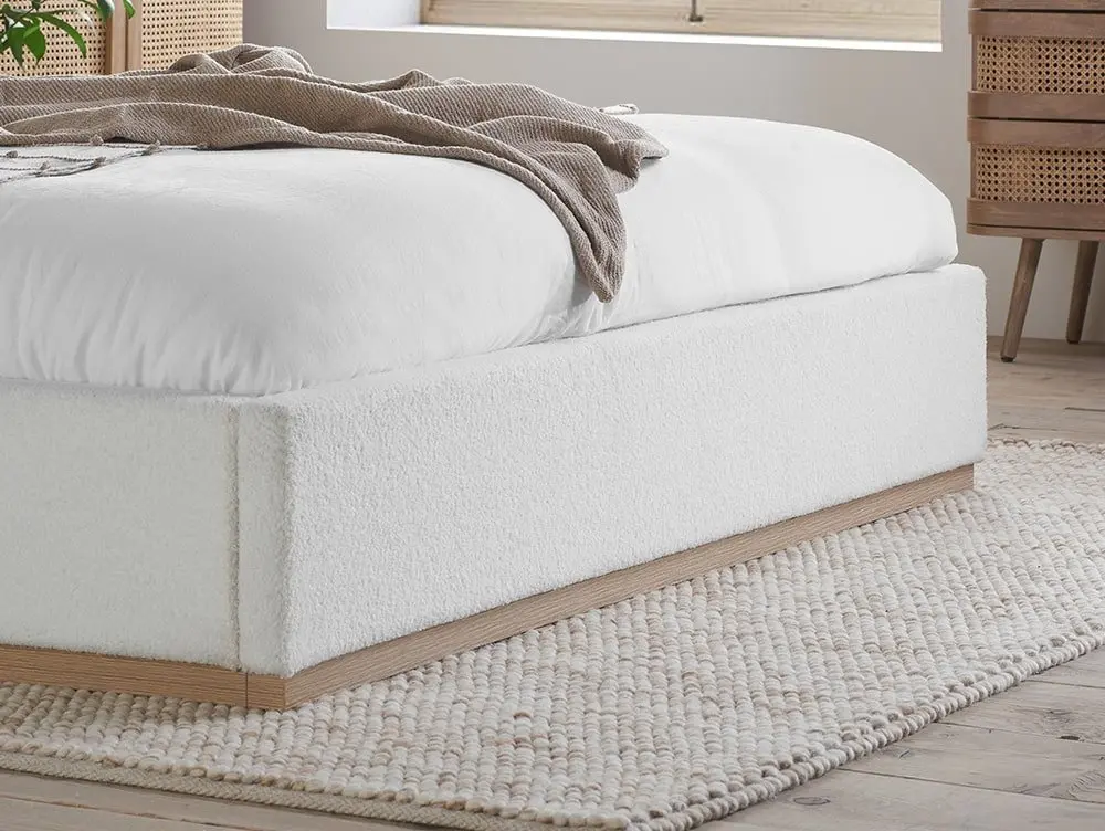 Birlea Furniture & Beds Birlea Eden 4ft6 Double White Boucle Fabric Bed Frame