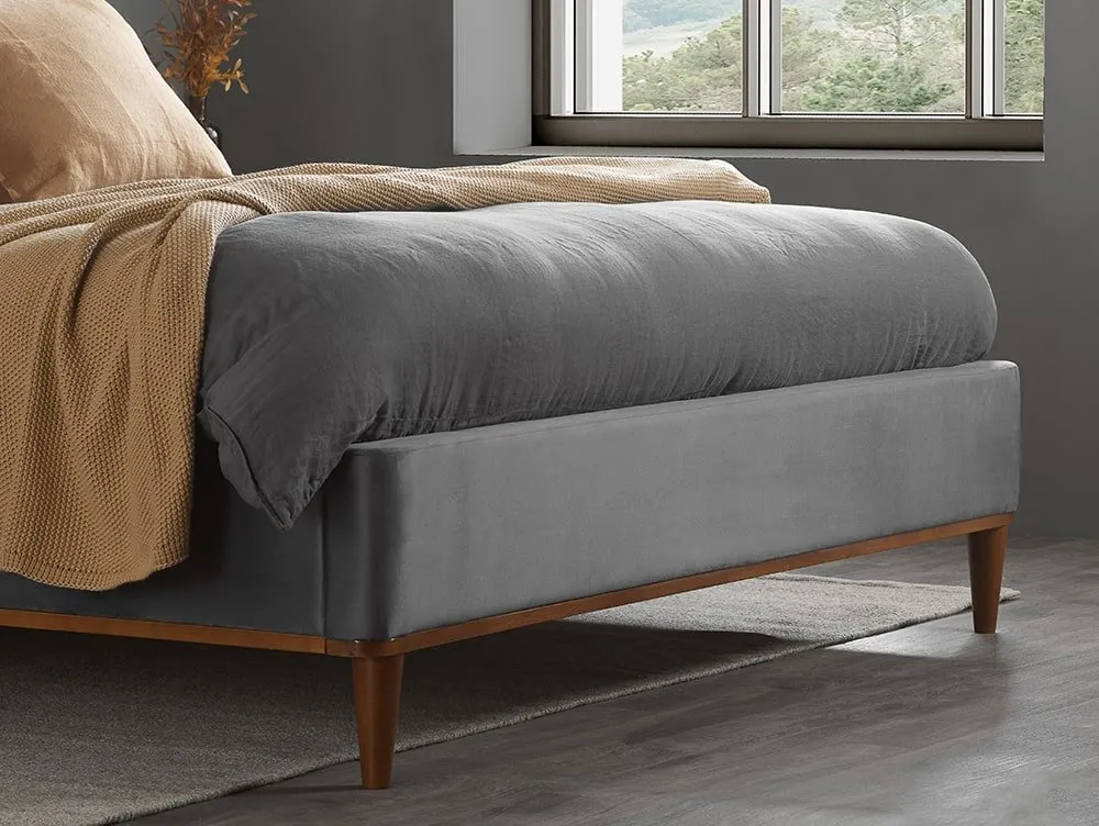 Birlea Furniture & Beds Birlea Lincoln 4ft6 Double Grey Velvet Fabric Bed Frame