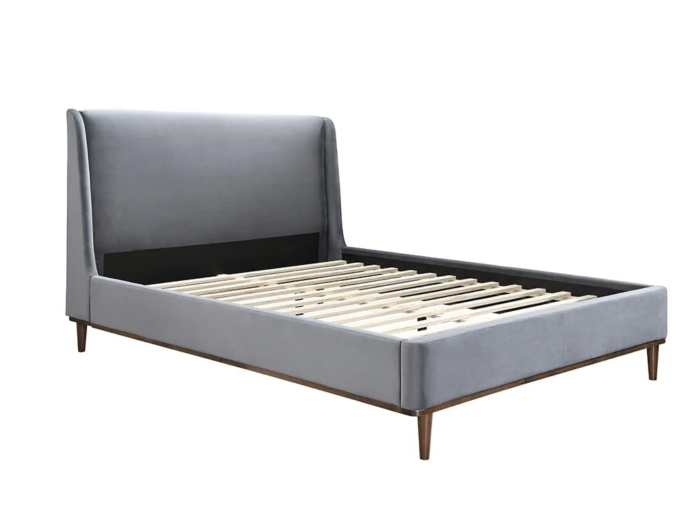 Birlea Furniture & Beds Birlea Lincoln 5ft King Size Grey Velvet Fabric Bed Frame