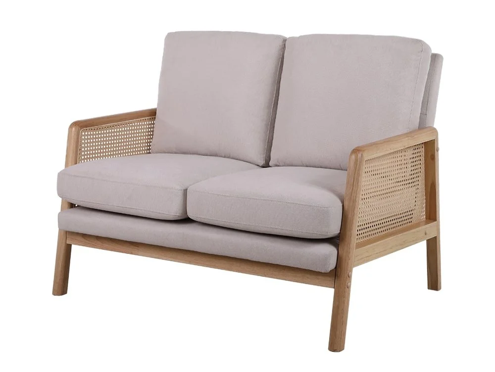 Birlea Furniture & Beds Birlea Ida Rattan and White Fabric 2 Seater Sofa