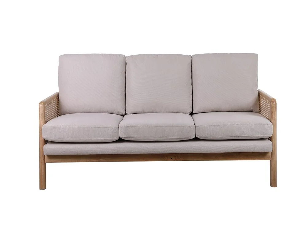 Birlea Furniture & Beds Birlea Ida Rattan and White Fabric 3 Seater Sofa