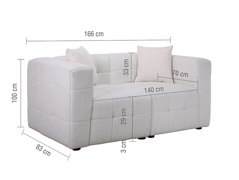 Birlea Furniture & Beds Birlea Milo White Boucle Fabric 2 Seater Sofa