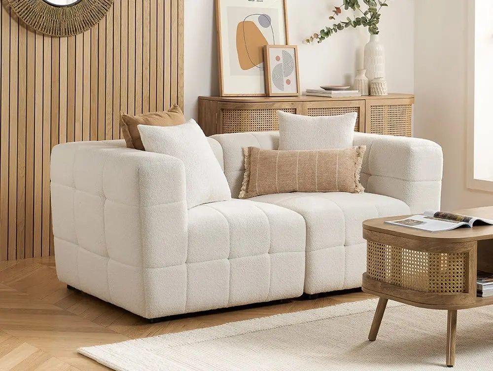 Birlea Furniture & Beds Birlea Milo White Boucle Fabric 2 Seater Sofa