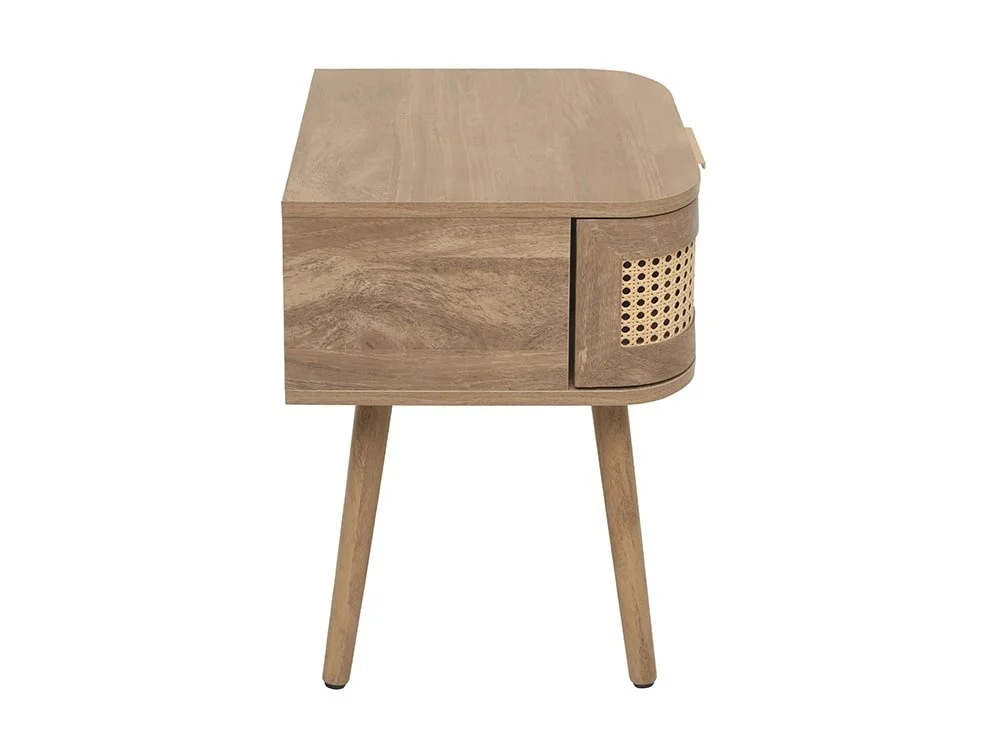 Birlea Furniture & Beds Birlea Noah Rattan and Oak 1 Drawer Bedside Table