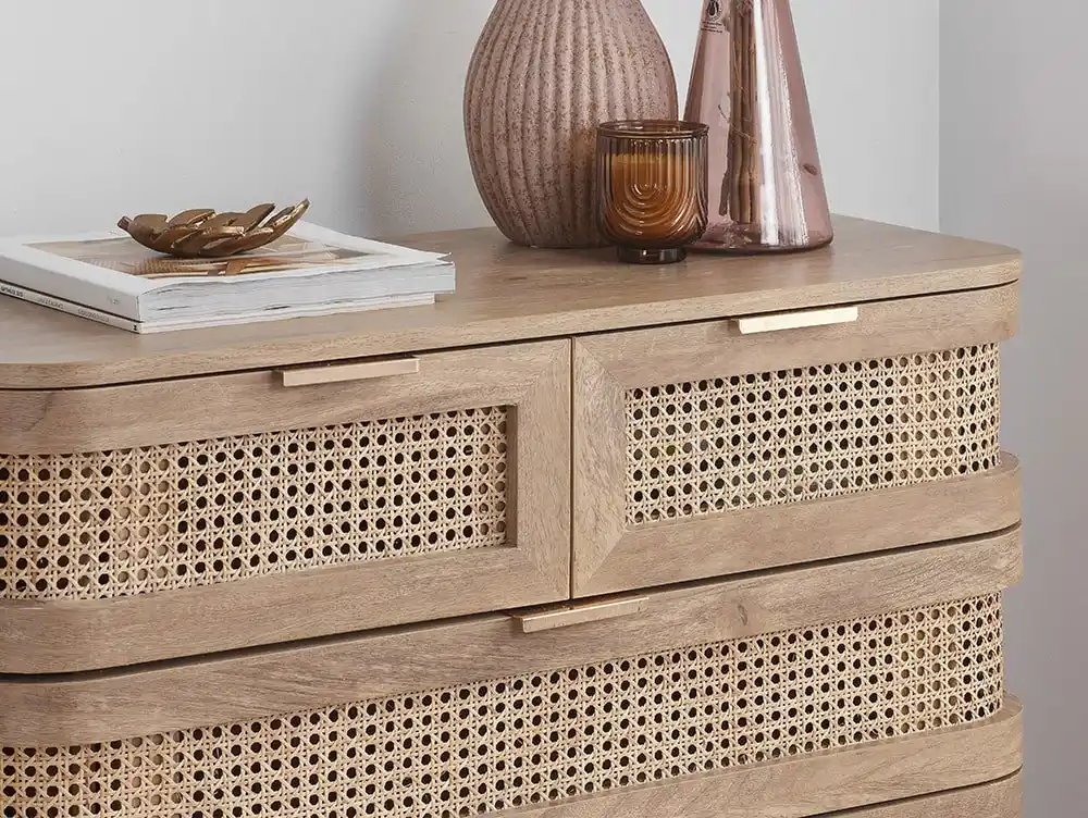 Birlea Furniture & Beds Birlea Noah Rattan and Oak 5 Drawer Chest of Drawers