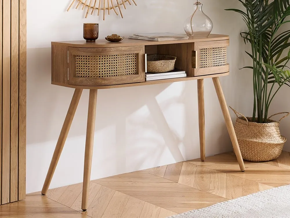 Birlea Furniture & Beds Birlea Noah Rattan and Oak 2 Door Console Table