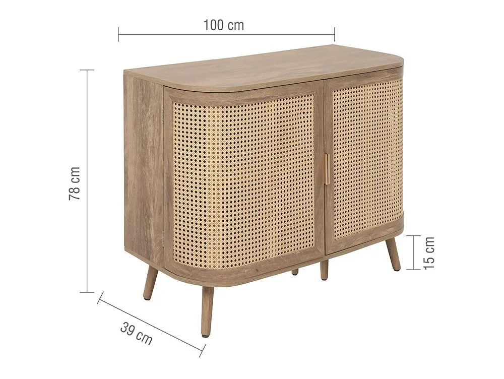 Birlea Furniture & Beds Birlea Noah Rattan and Oak 2 Door Sideboard