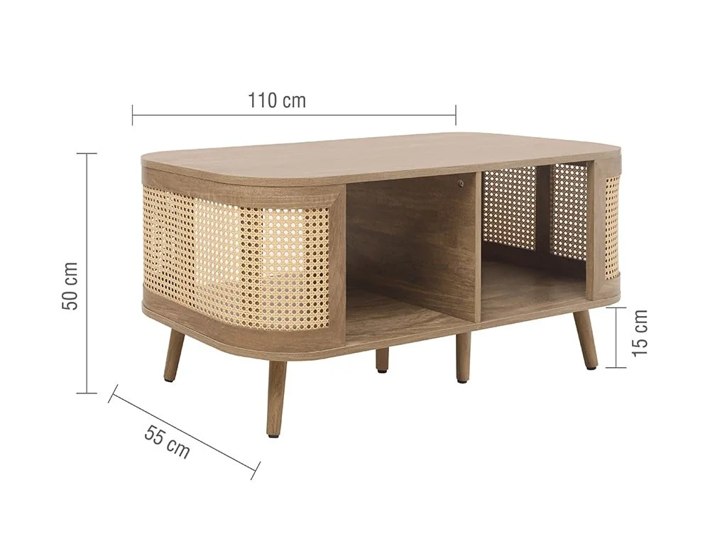 Birlea Furniture & Beds Birlea Noah Rattan and Oak Coffee Table