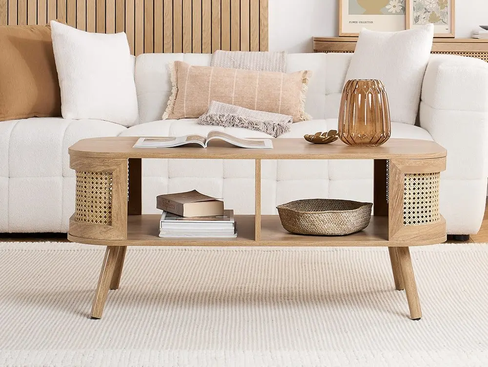 Birlea Furniture & Beds Birlea Noah Rattan and Oak Coffee Table