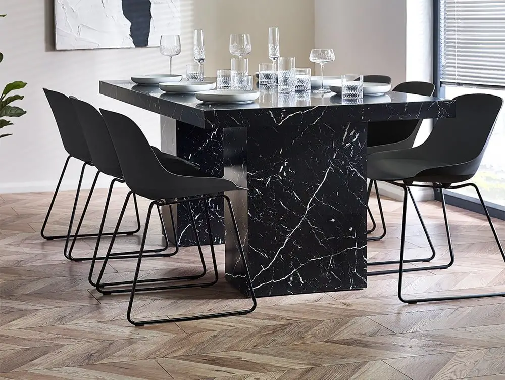 Julian Bowen Julian Bowen Rome 180cm Black Marble Effect Dining Table