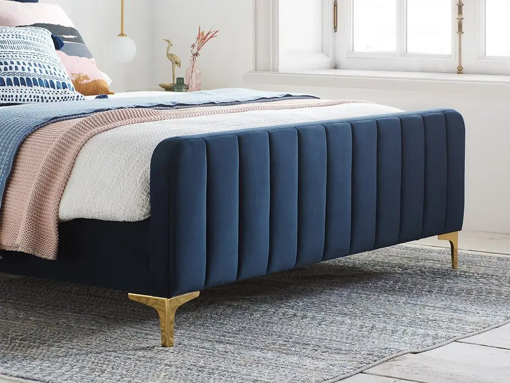 Birlea Furniture & Beds Birlea Beauly 5ft King Size Blue Velvet Fabric Bed Frame