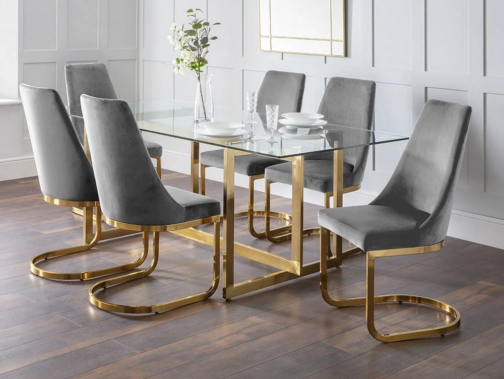 Julian Bowen Julian Bowen Vittoria Grey Velvet and Gold Dining Chair