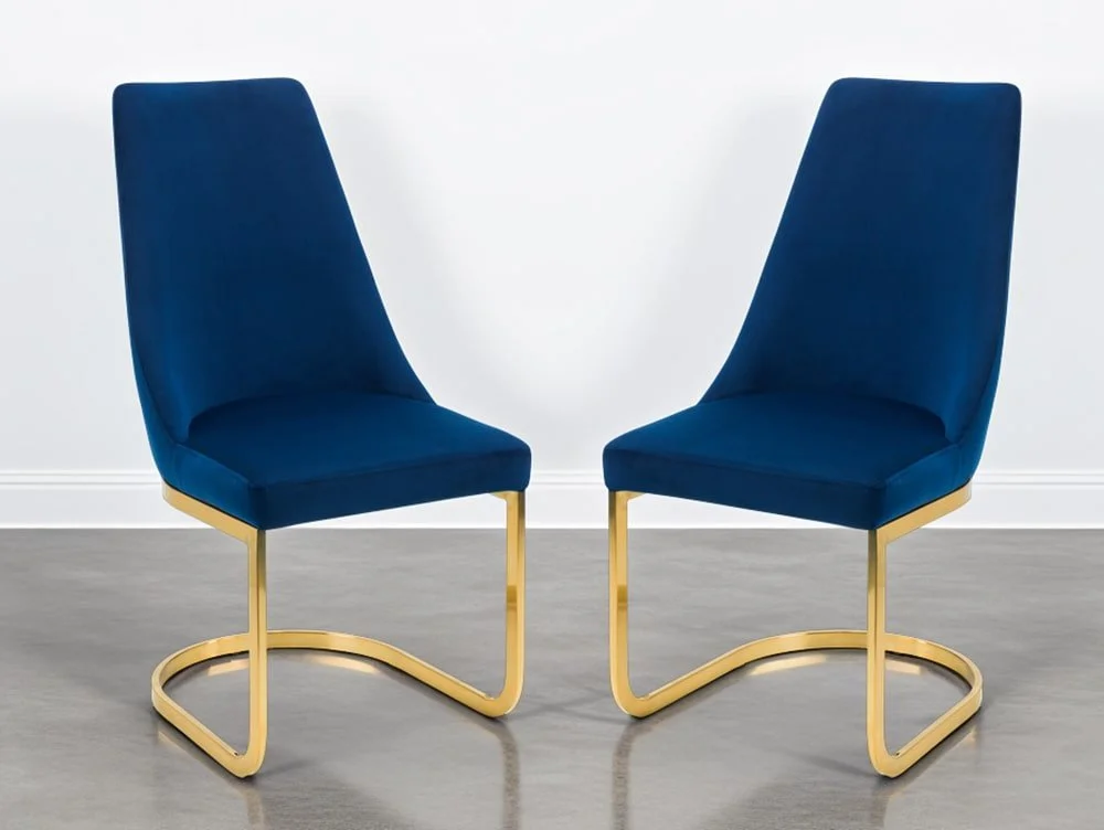 Julian Bowen Julian Bowen Vittoria Blue Velvet and Gold Dining Chair