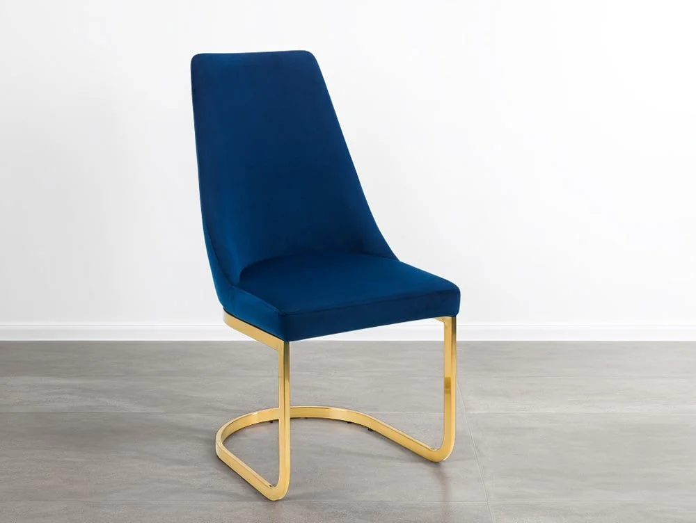 Julian Bowen Julian Bowen Vittoria Blue Velvet and Gold Dining Chair