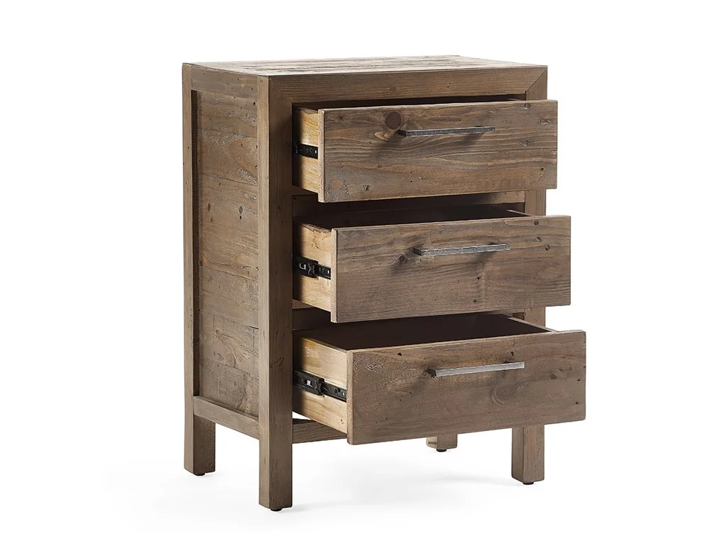 ASC ASC Hatton Reclaimed Pine 3 Drawer Bedside Table (Assembled)