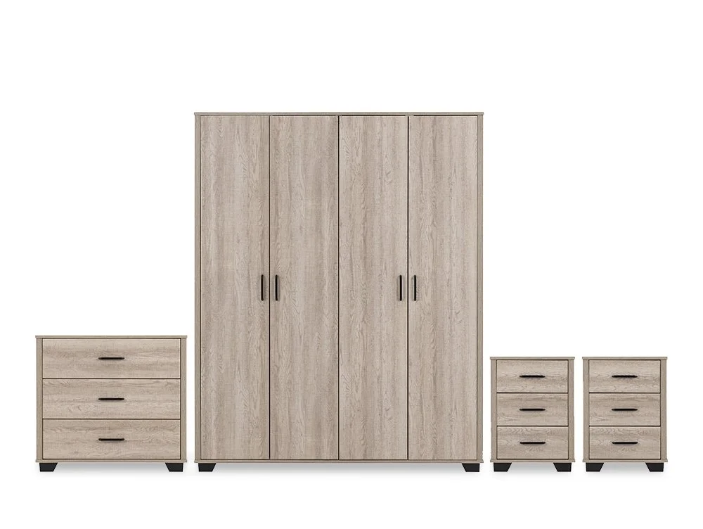 Seconique Seconique Oliver Light Oak 4 Piece Large Bedroom Furniture Package