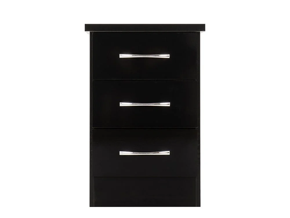 Seconique Seconique Nevada Black High Gloss 3 Drawer Bedside Table