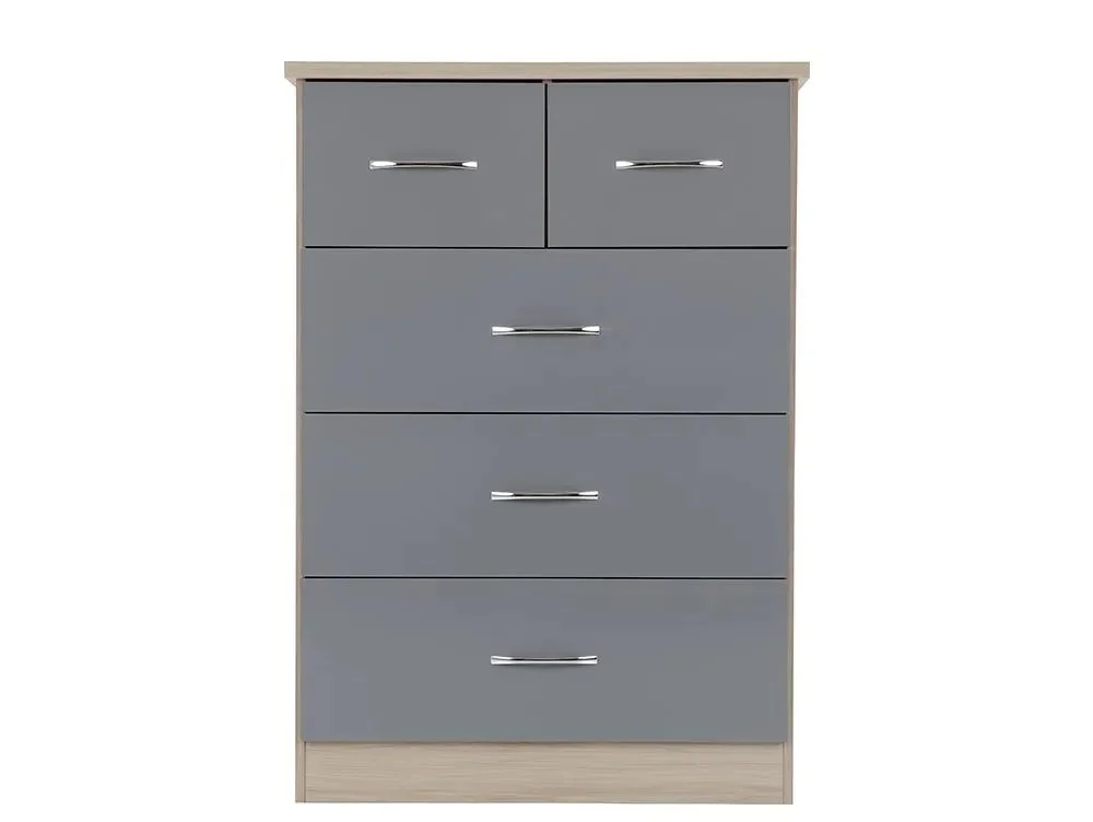 Seconique Seconique Nevada Grey Gloss and Oak 4 Piece Medium Bedroom Furniture Package