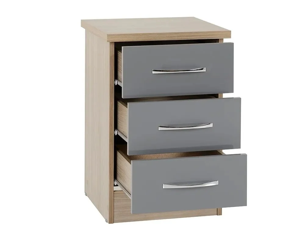 Seconique Seconique Nevada Grey Gloss and Oak 4 Piece Medium Bedroom Furniture Package