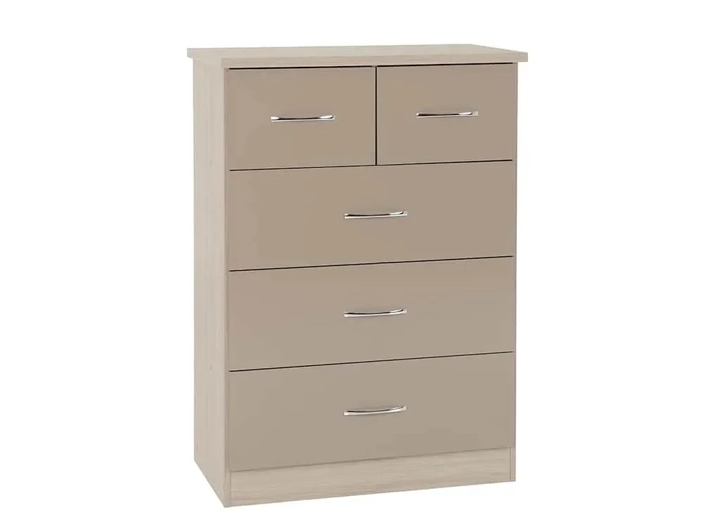 Seconique Seconique Nevada Oyster Gloss and Oak 4 Piece Medium Bedroom Furniture Package