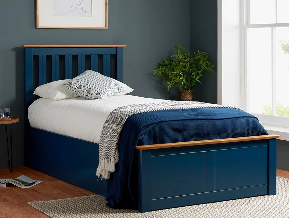 ASC ASC Sydney 3ft Single Navy Blue Wooden Ottoman Bed Frame