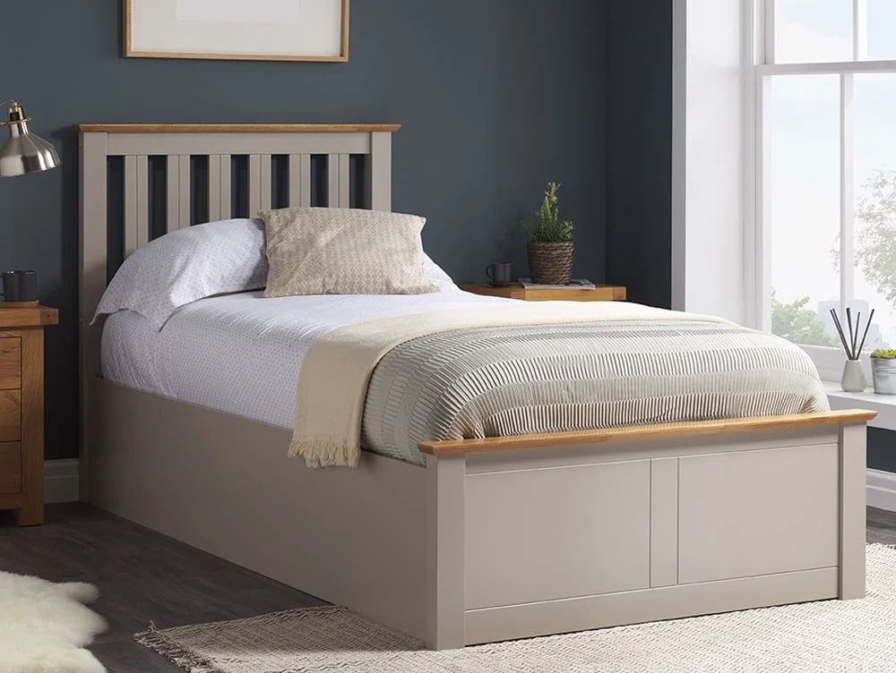 ASC ASC Sydney 3ft Single Pearl Grey Wooden Ottoman Bed Frame