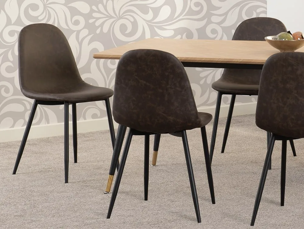 Seconique Seconique Hamilton 180cm Dining Table with 6 Athens Brown Faux Leather Chairs