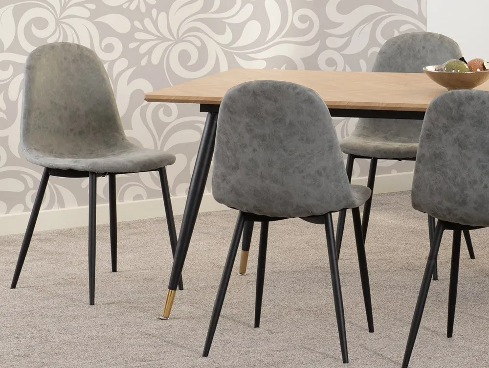 Seconique Seconique Hamilton 180cm Dining Table with 6 Athens Grey Faux Leather Chairs