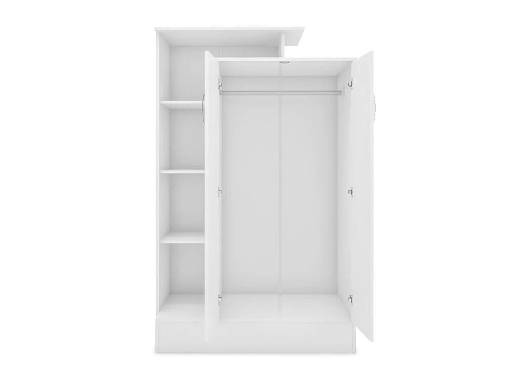 Seconique Seconique Nevada White High Gloss 2 Door Shelving Wardrobe