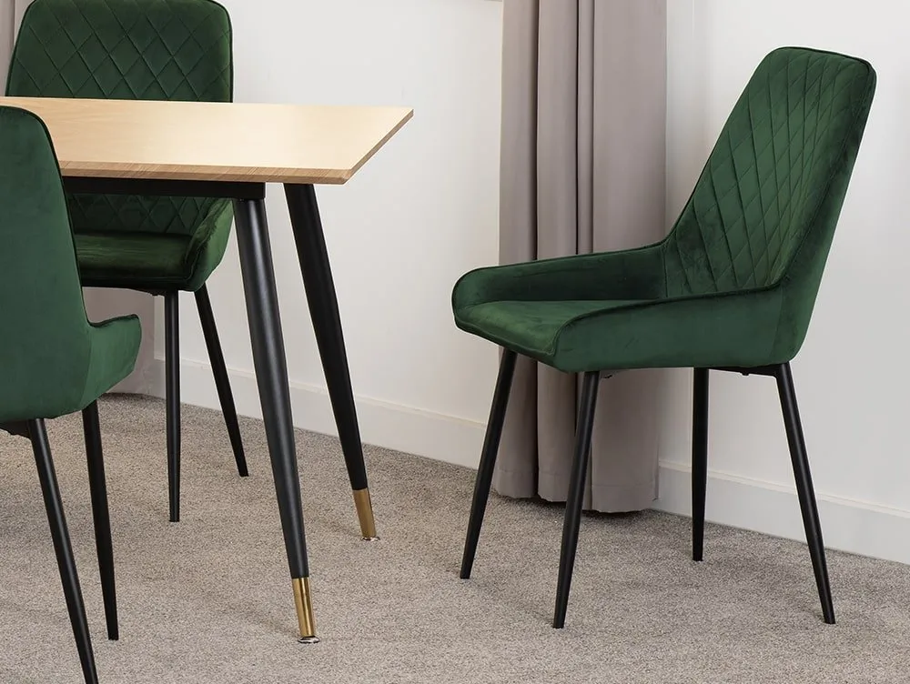 Seconique Seconique Hamilton 180cm Dining Table with 6 Avery Green Velvet Dining Chairs