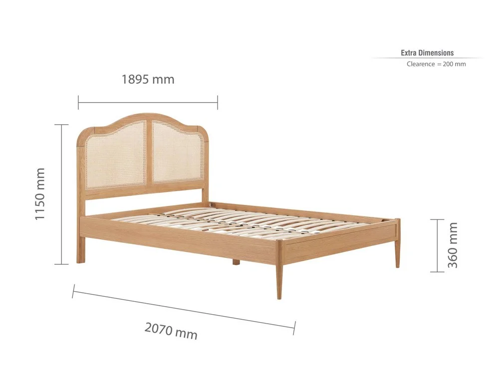 Birlea Furniture & Beds Birlea Leonie 4ft6 Double Rattan Oak Wooden Bed Frame